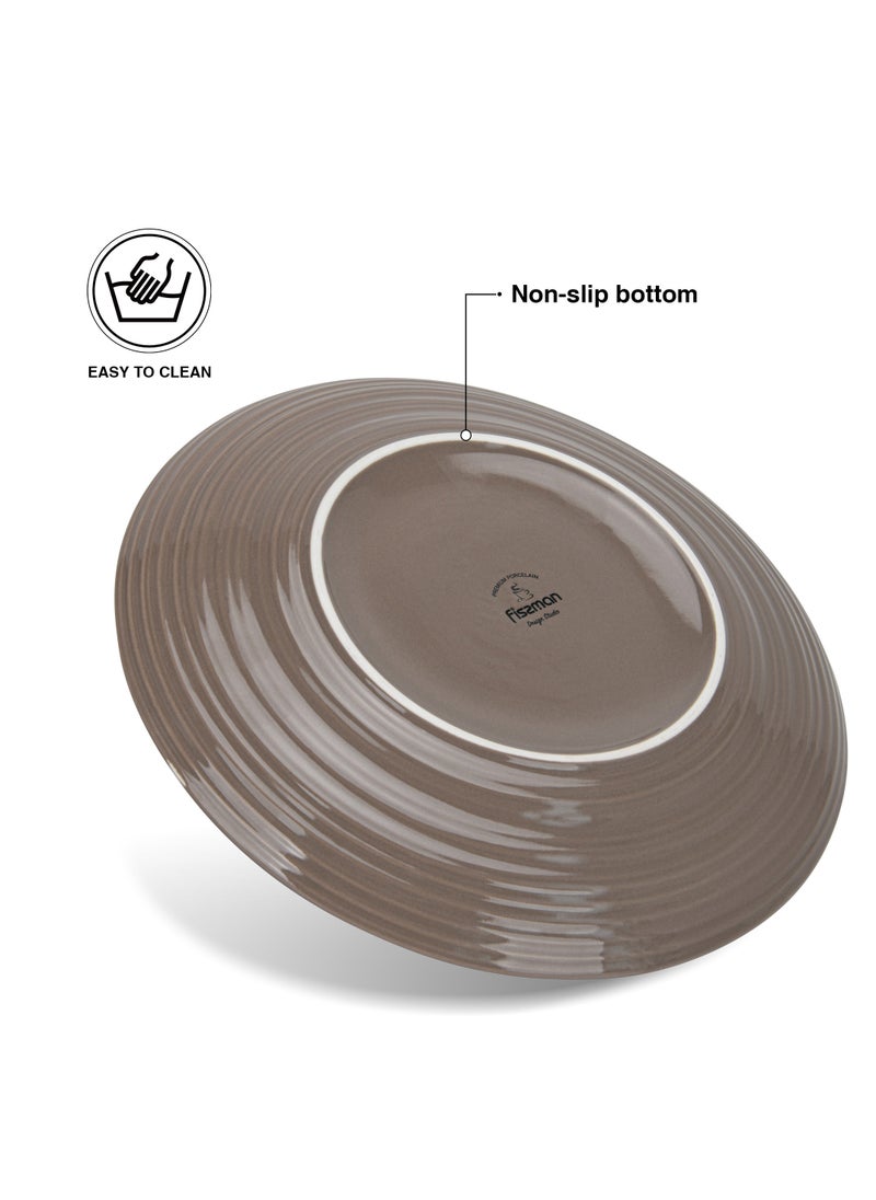 2-Piece Dinner Plate 26cm, Porcelain Round Plates Firmina Series, Elegant Golden Rim, with Smooth Glossy-Finish
