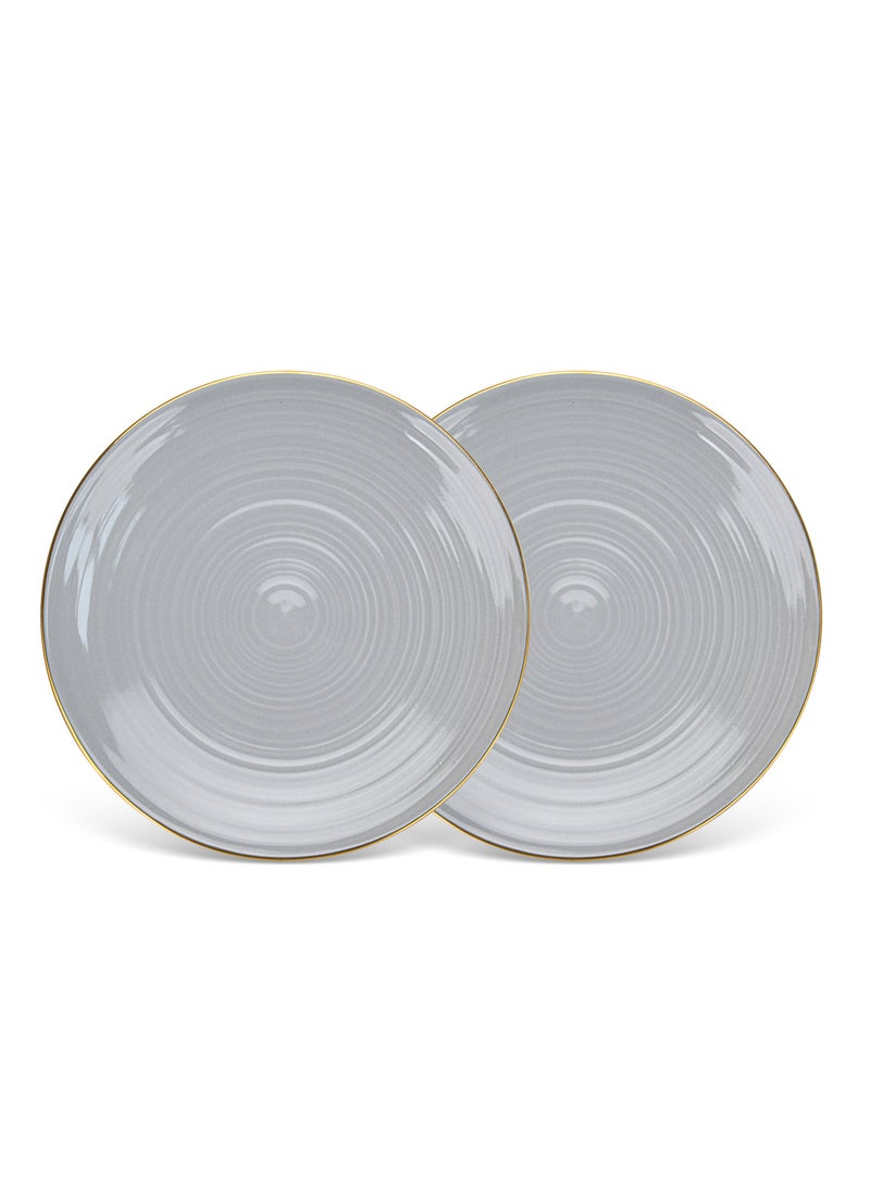 2-Piece Dinner Plate 26cm, Porcelain Round Plates Firmina Series, Elegant Golden Rim Dinnerware Set, with Smooth Glossy-Finish Plates
