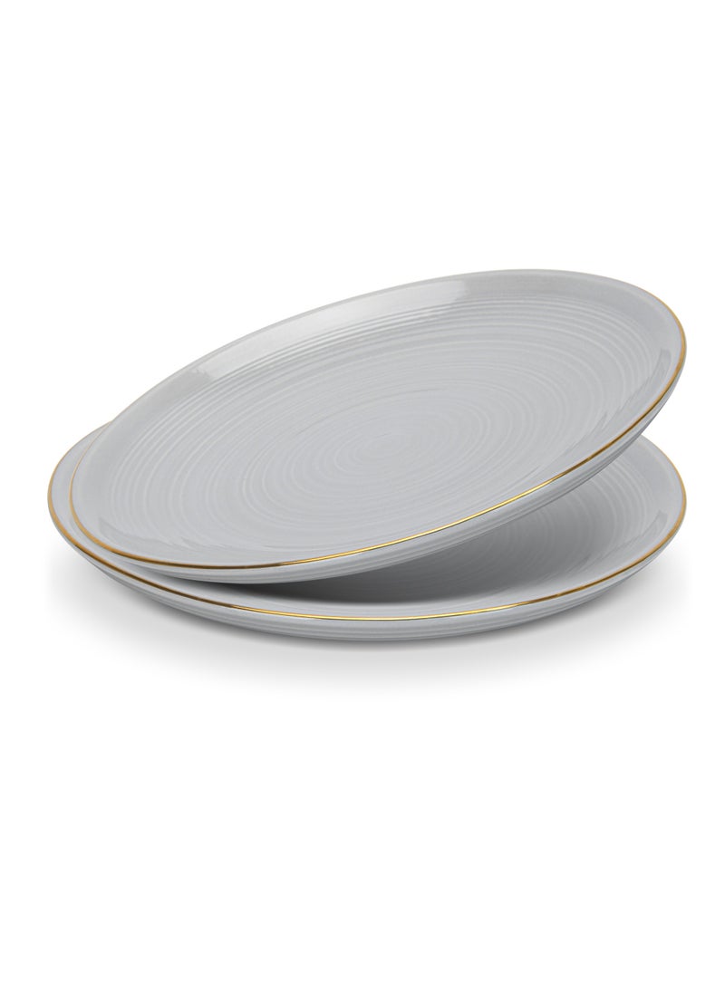 2-Piece Dinner Plate 26cm, Porcelain Round Plates Firmina Series, Elegant Golden Rim Dinnerware Set, with Smooth Glossy-Finish Plates