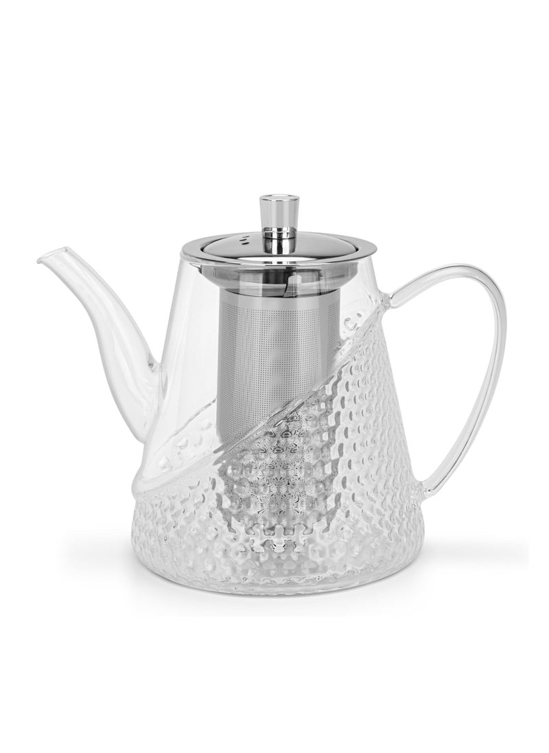 Glass Tea Pot with Stainless Steel Filter 1000mL, Borosilicate Glass Tea Pot Infuser, Great For Loose Leaf Tea, Blooming Tea, Tea Bags & Fruit Infused Water