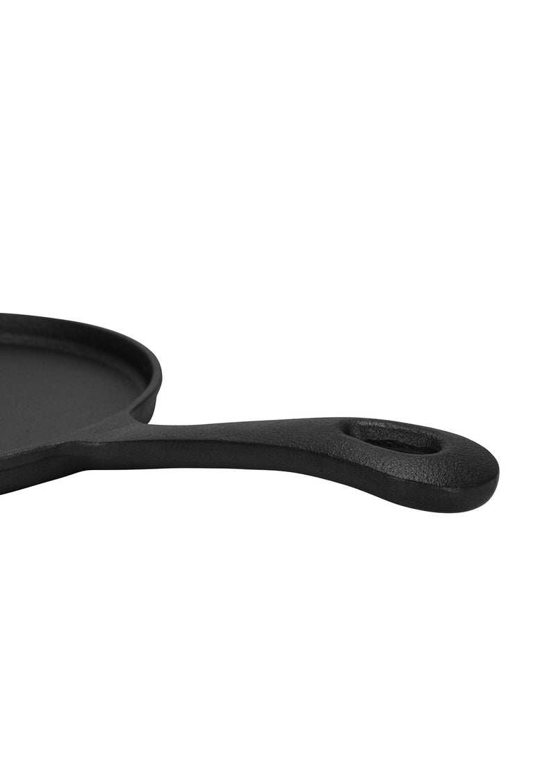 Crepe Pan 22cm, Cast Iron with 1.5cm Deep, Induction Bottom for all Stovetops, Anti-Rust Kitchen Cookware, Pre-Seasoned