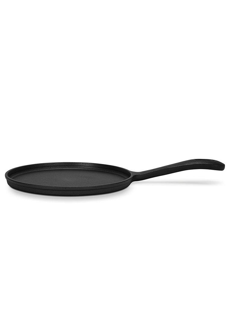 Crepe Pan 22cm, Cast Iron with 1.5cm Deep, Induction Bottom for all Stovetops, Anti-Rust Kitchen Cookware, Pre-Seasoned