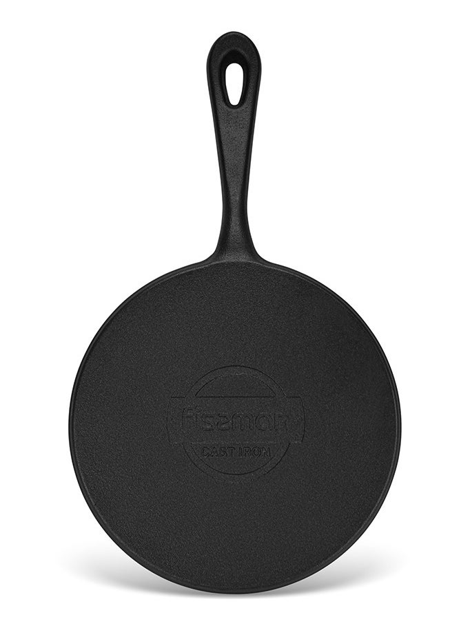 Crepe Pan 22cm, Cast Iron with 1.5cm Deep, Induction Bottom for all Stovetops, Anti-Rust Kitchen Cookware, Pre-Seasoned