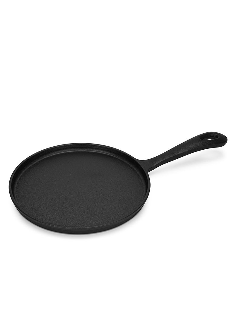 Crepe Pan 22cm, Cast Iron with 1.5cm Deep, Induction Bottom for all Stovetops, Anti-Rust Kitchen Cookware, Pre-Seasoned