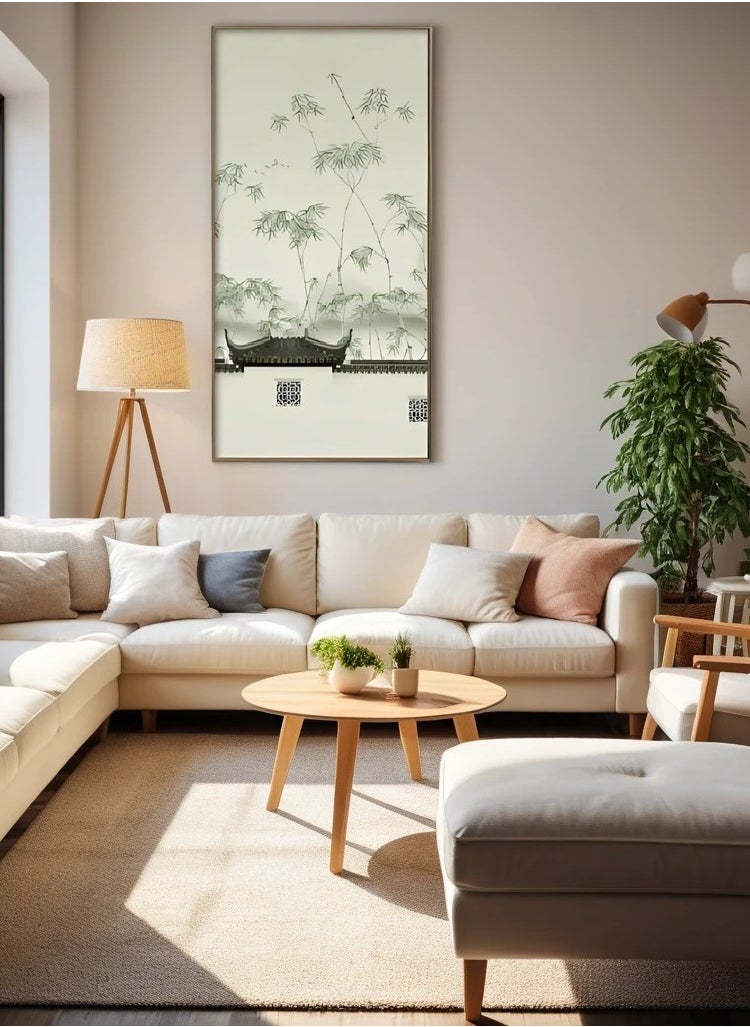 Textured Silk Art in Grey Gold Solid Wood Frame - 70x140 cm LTK-22030055