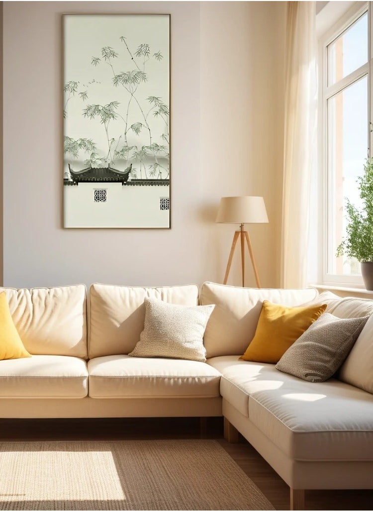 Textured Silk Art in Grey Gold Solid Wood Frame - 70x140 cm LTK-22030055
