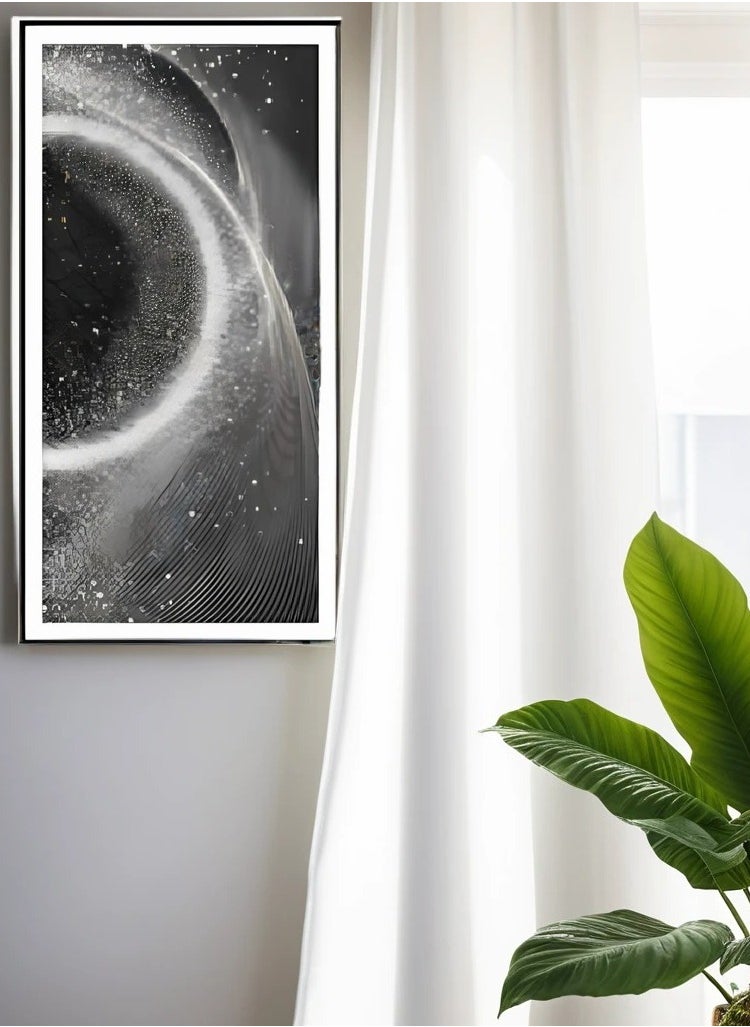 Textured Leather Art with Silver Foil in LN204 Black Frame - 70*140 cm LTU-22090016