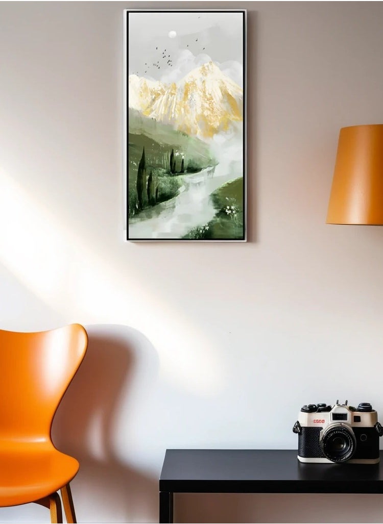 Textured Leather Art with Gold Leaf in LN204 Black Frame - 70*140 cm LTU-22090017