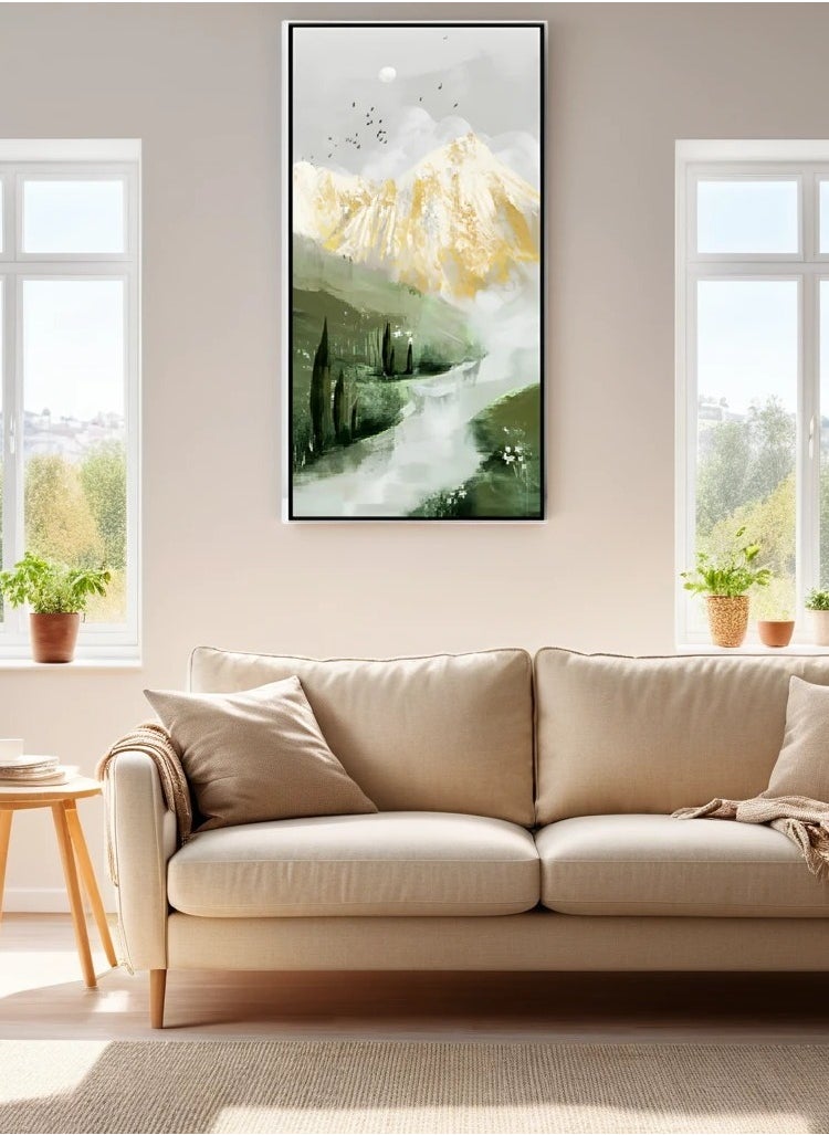 Textured Leather Art with Gold Leaf in LN204 Black Frame - 70*140 cm LTU-22090017