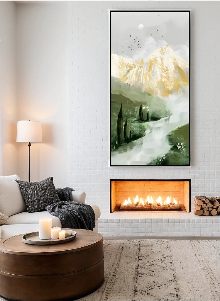 Textured Leather Art with Gold Leaf in LN204 Black Frame - 70*140 cm LTU-22090017