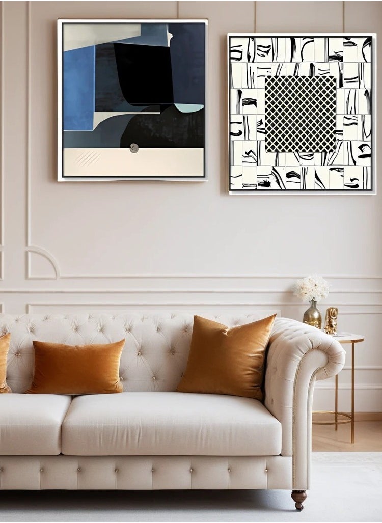 Modern Leather Art with 3D Texture, Hand-Woven Detail, and Metal Buckle in Aluminum Frame - 80*80 cm LTY-24030282AB