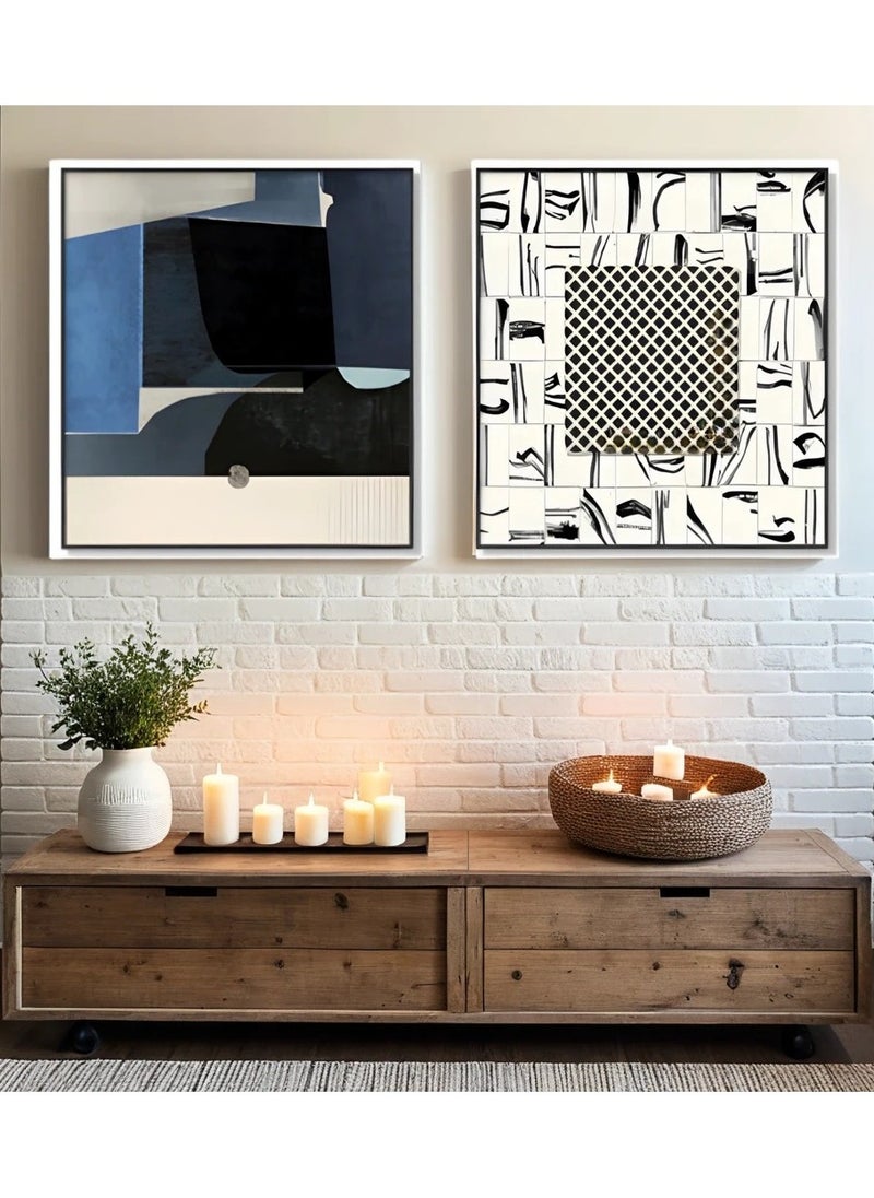 Modern Leather Art with 3D Texture, Hand-Woven Detail, and Metal Buckle in Aluminum Frame - 80*80 cm LTY-24030282AB