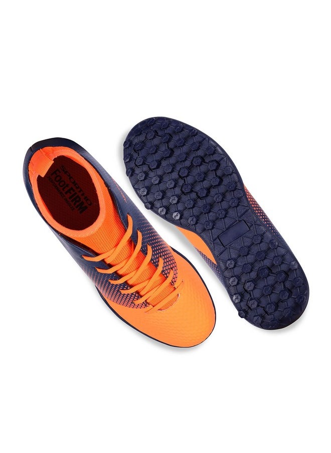 Nivia Ashtang Futsal Shoes for Turf Ground for Mens | Rubber Studs with PU Synthetic Leather Upper | Die Cut Light Weight Insole | Ideal for Hard Surfaces Artificial Turf Surfaces (F. Orange) UK-11