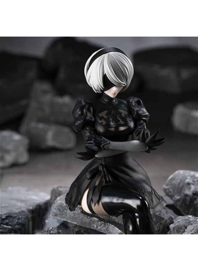 2Byorha Figure 2B Noodle Stopper Figure 2Bautomata Statue, 15cm Sitting Pose Anime No.2 Type B Action Figure Model Sculpture, PVC Handmade Collectible Desktop Decoration