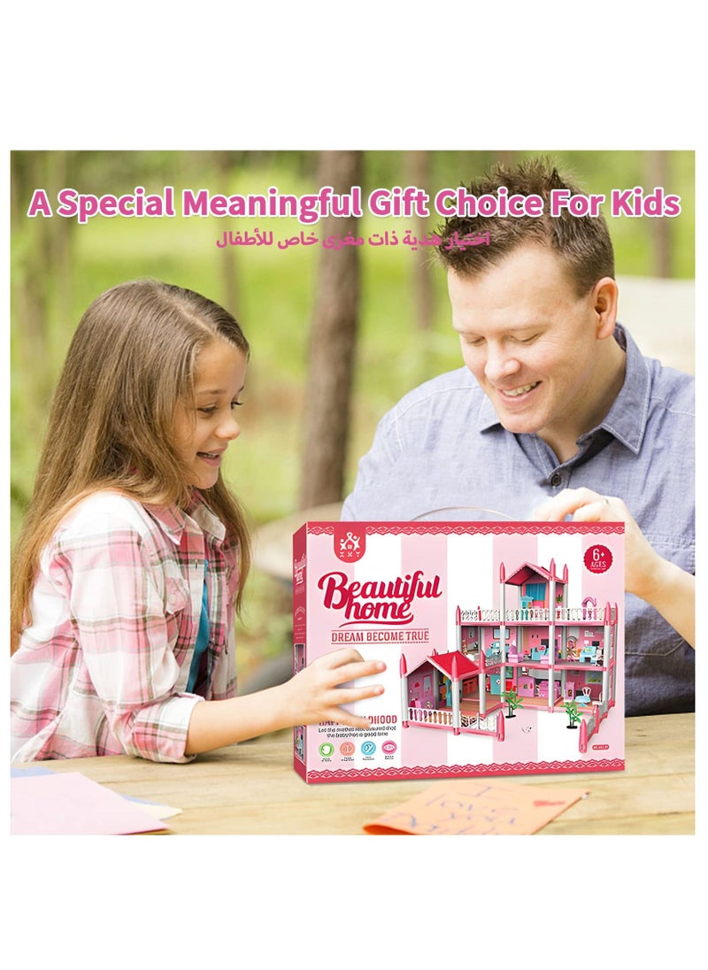 Creative Puzzle Building Toys, Dream House Building Sets, Mini Dreamy Princess Castle with Furniture & Accessories, DIY Sets Gift for Toddler, Girl, Kids Age 6+