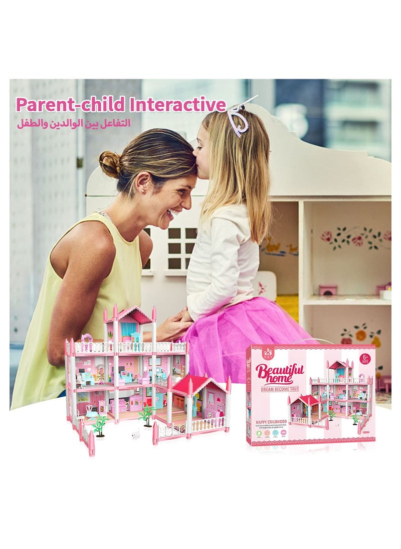 Creative Puzzle Building Toys, Dream House Building Sets, Mini Dreamy Princess Castle with Furniture & Accessories, DIY Sets Gift for Toddler, Girl, Kids Age 6+