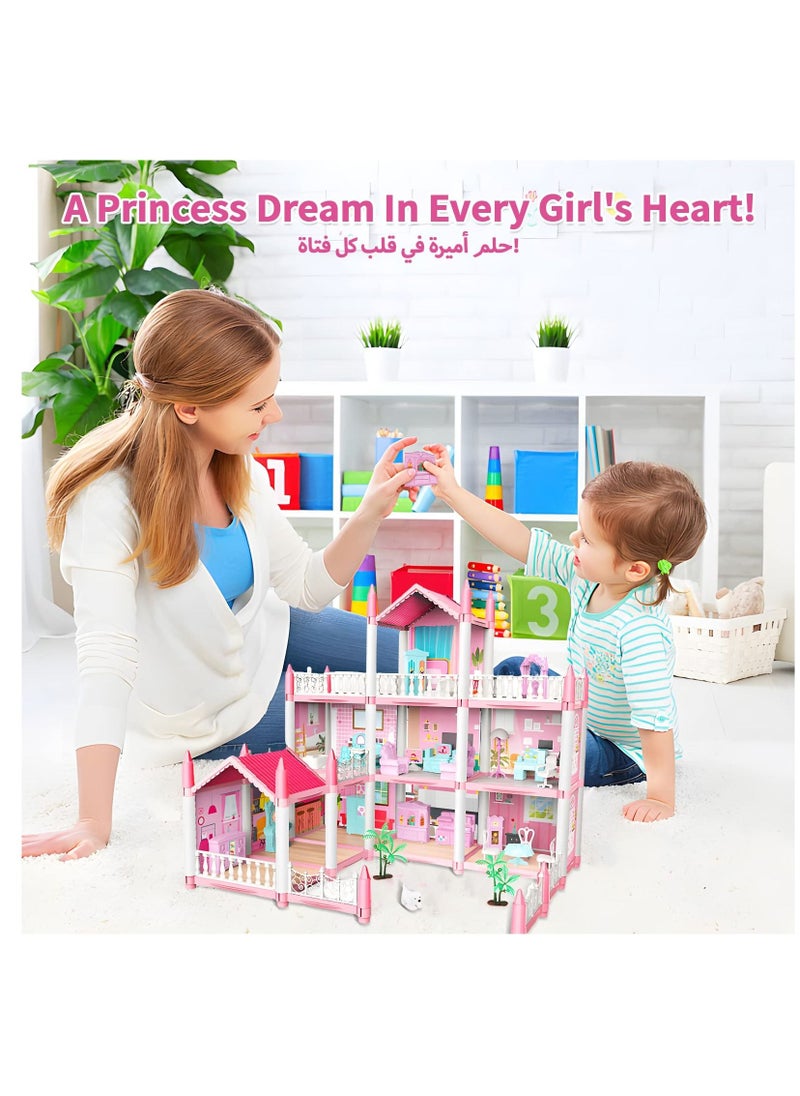 Creative Puzzle Building Toys, Dream House Building Sets, Mini Dreamy Princess Castle with Furniture & Accessories, DIY Sets Gift for Toddler, Girl, Kids Age 6+