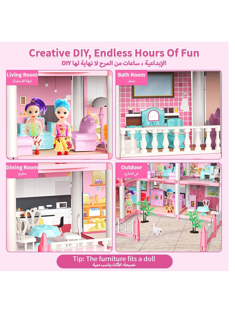 Creative Puzzle Building Toys, Dream House Building Sets, Mini Dreamy Princess Castle with Furniture & Accessories, DIY Sets Gift for Toddler, Girl, Kids Age 6+