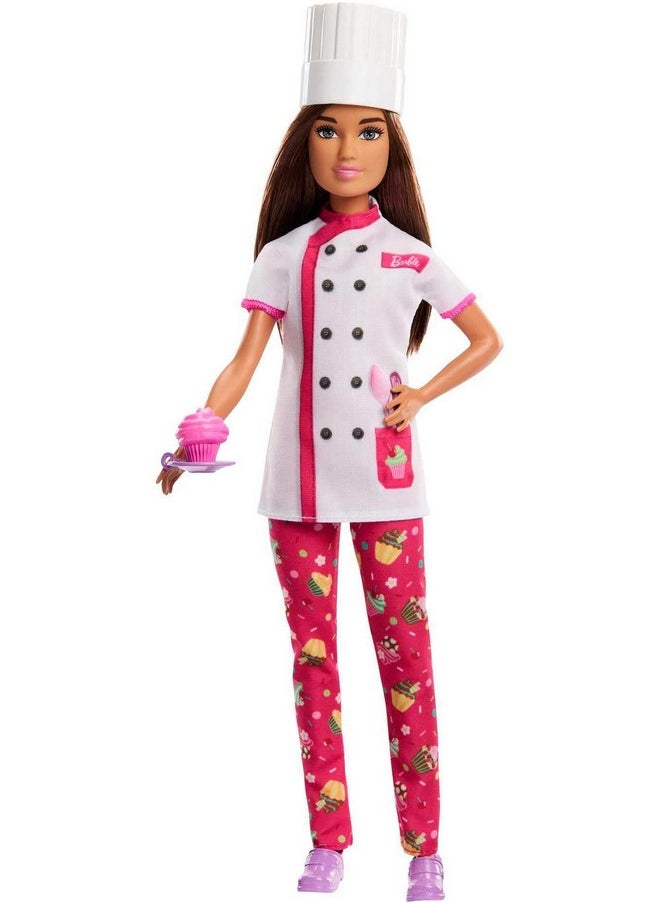 Barbie Doll & Accessories, Career Pastry Chef Doll with Hat, and Cake Slice