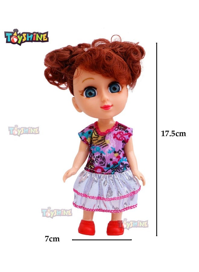 Toyshine Pack of 3 Cuties Doll Set for Kids, 6 Inches, PVC Non-Toxic Material, Assorted Dress Design