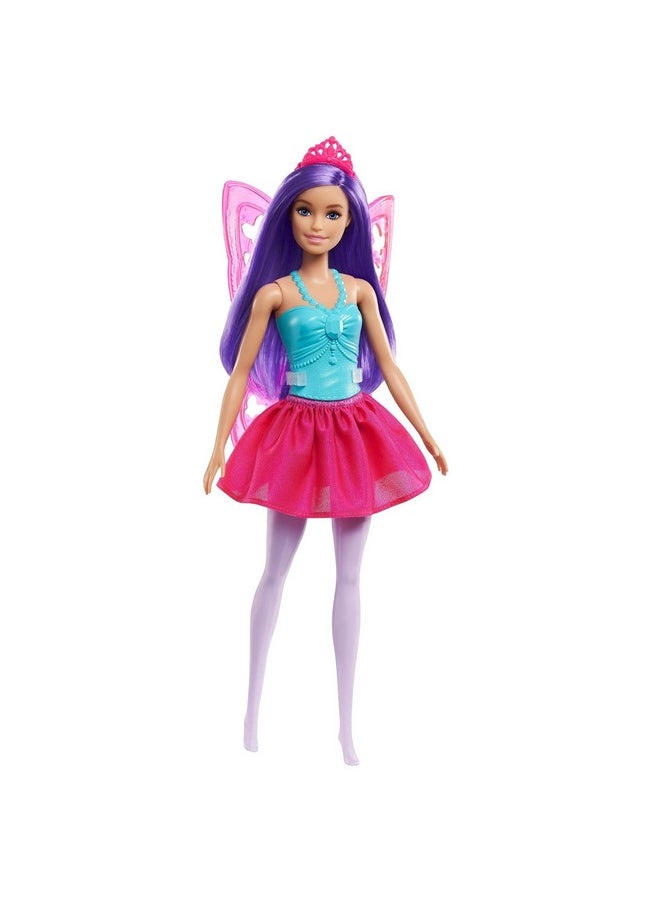 Barbie™ Dreamtopia Fairy Doll (11.5-in, Purple Hair) Wearing Skirt, Clip-On Wings & Tiara, Gift 3 to 7 Year Olds