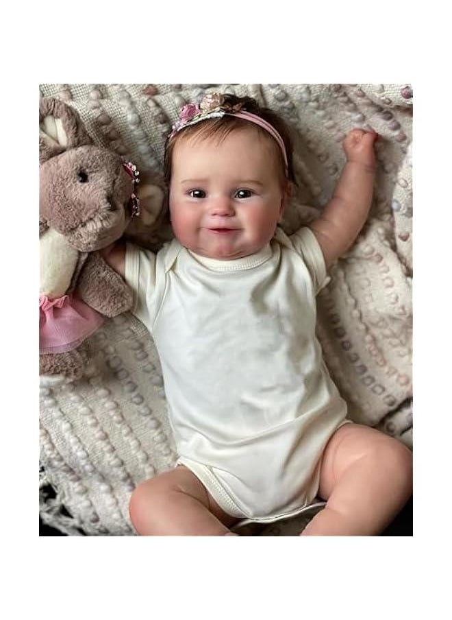 20 Inches Real Baby Size Smiling Lifelike Reborn Baby Doll in Full Body Silicone Vinyl Washable Realistic Newborn Girl Dolls, A Moment in My Arms, Forever in My Heart