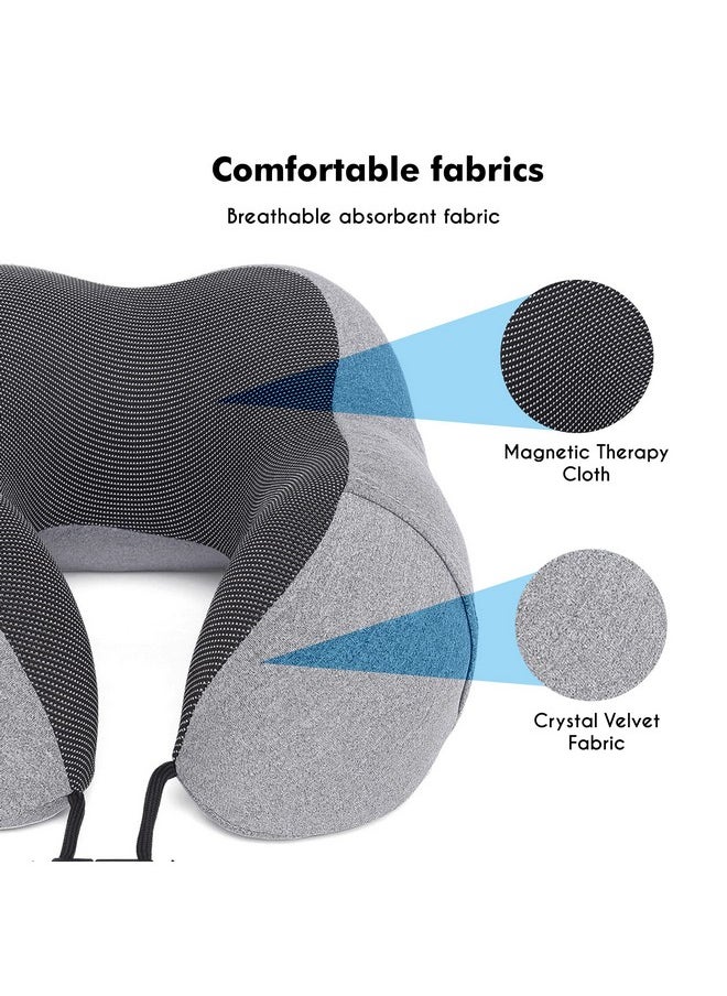 FUR JADEN Memory Foam Luxury Travel Neck Support Rest Pillow Eye Mask, Noise Isolating Ear Plugs Portable Combo (Grey)