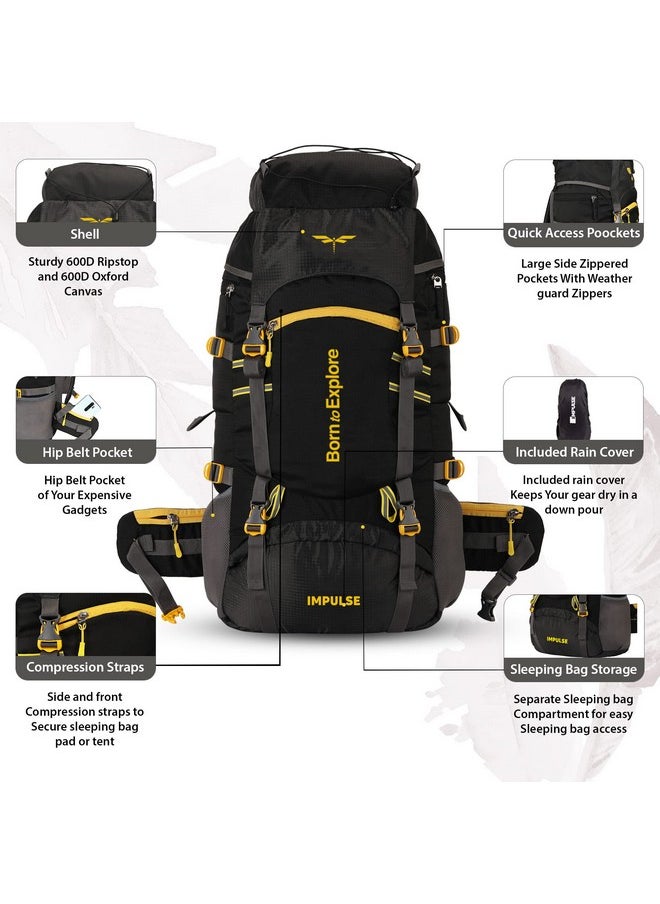 Impulse rucksack bags 60 litres travel bag for men tourist bag for travel backpack for hiking trekking Bag for men camping thames blue bag with 1 Year Warranty Large