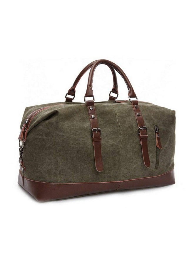 Fur Jaden 40L Canvas Weekender Travel Duffle Cabin Bag with Detachable Shoulder Strap (Military Green)