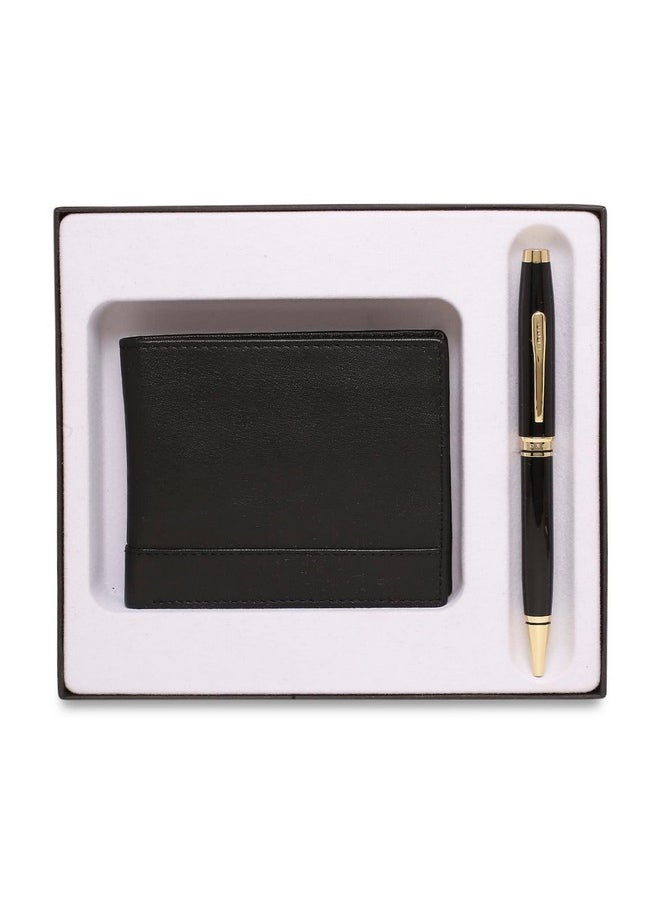 Cross Coventry Black Lacquer Gold BP With Coin Wallet