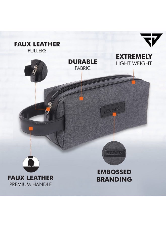 Fur Jaden Travel Toiletry Kits Essentials Bag for Men and Women Shaving Kit Organiser Make Up and Gadget Pouch Hygiene Bag (Grey)