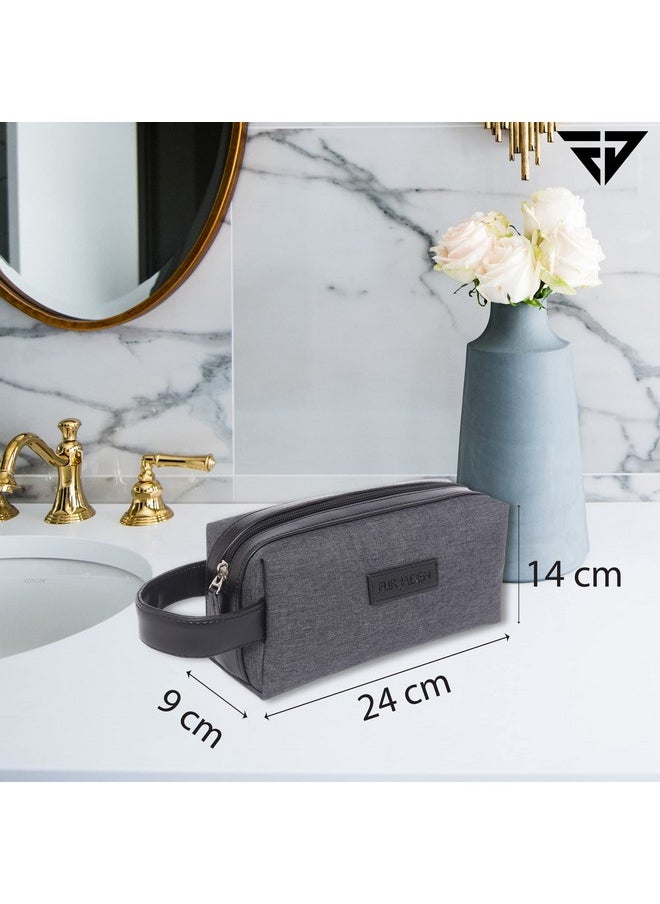 Fur Jaden Travel Toiletry Kits Essentials Bag for Men and Women Shaving Kit Organiser Make Up and Gadget Pouch Hygiene Bag (Grey)