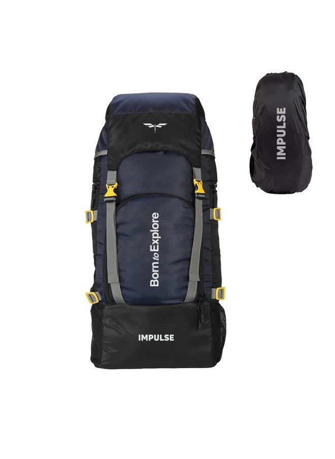 Impulse Rucksack bag 60 litres travel bag for travel backpack for hiking trekking tourist Bag for men camping Keep Discovering Light Blue with 1 year Warranty