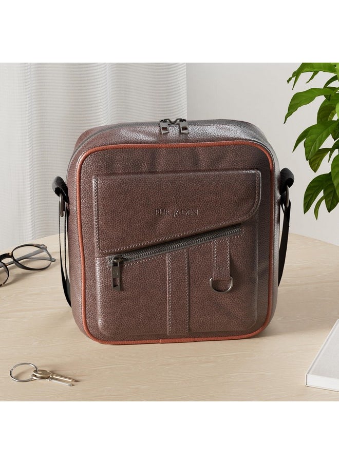 FUR JADEN Sling Cross Body Travel Office Business Messenger one Side Shoulder Bag Unisex (Brown)