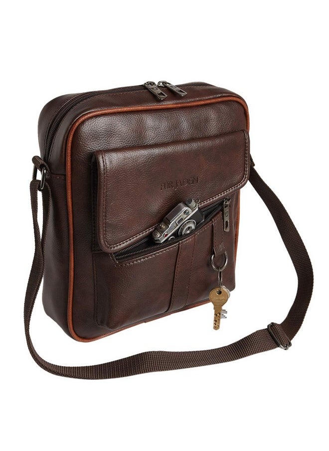 FUR JADEN Sling Cross Body Travel Office Business Messenger one Side Shoulder Bag Unisex (Brown)