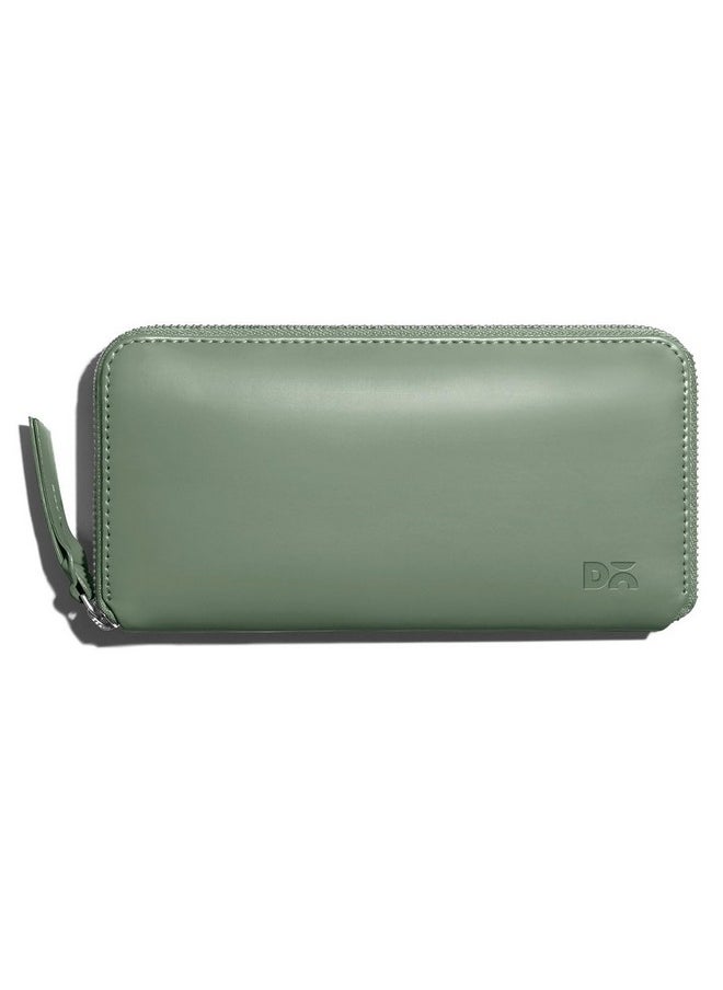 DailyObjects Sap Green Vegan Leather Women's Classic Zip Wallet | Made with PU Leather Material | Carefully Handcrafted | 20 Slip Pockets for Cards | Slim and Easy to Carry in Bag | Big Size Clutch with Card Holder