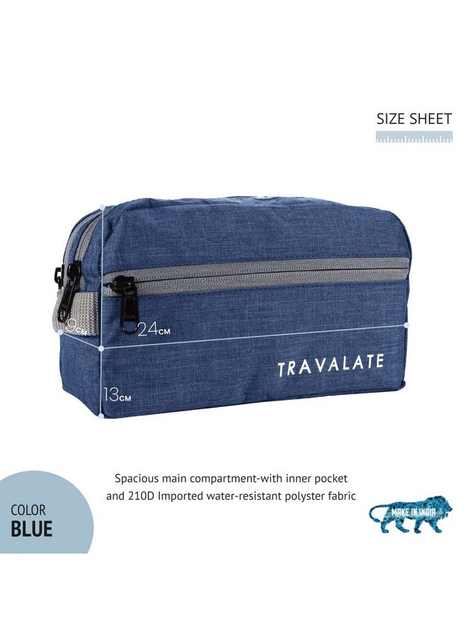 TRAVALATE Solid 13 Cms Cosmetic Pouch (L_TR1580_Blue)