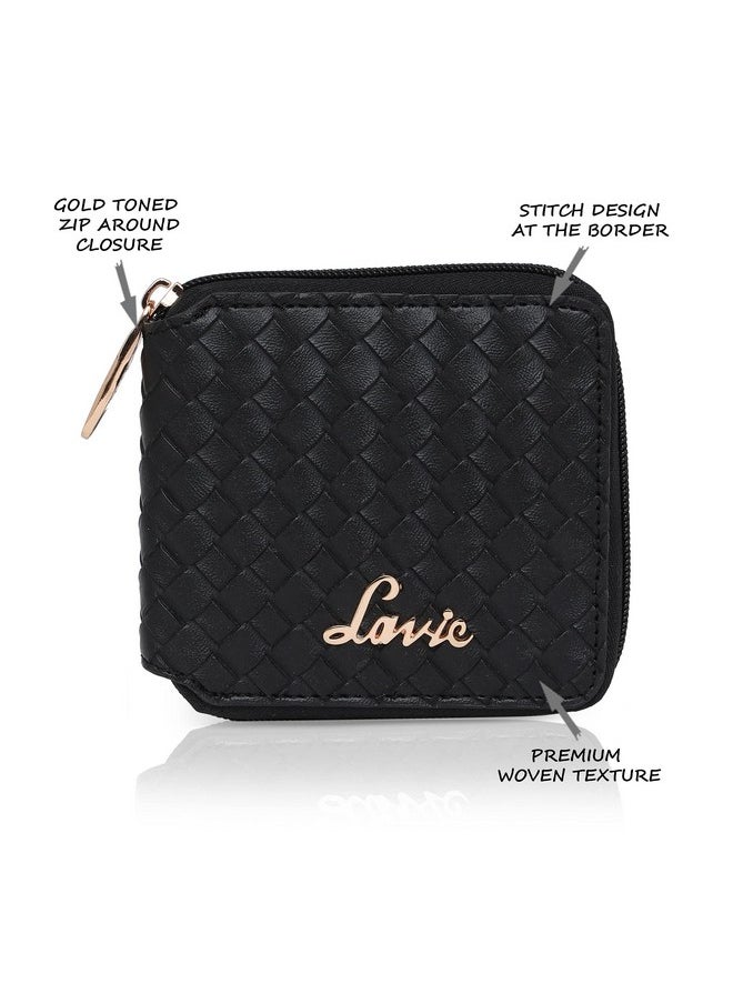 Lavie Women's Bot Pro Compact Zip Around Wallet Black Ladies Purse Handbag
