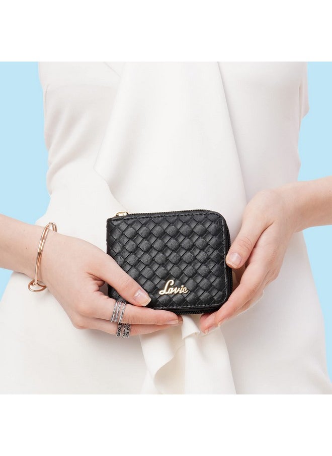 Lavie Women's Bot Pro Compact Zip Around Wallet Black Ladies Purse Handbag