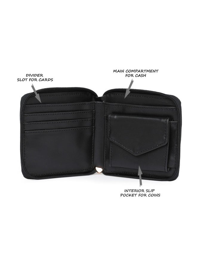 Lavie Women's Bot Pro Compact Zip Around Wallet Black Ladies Purse Handbag