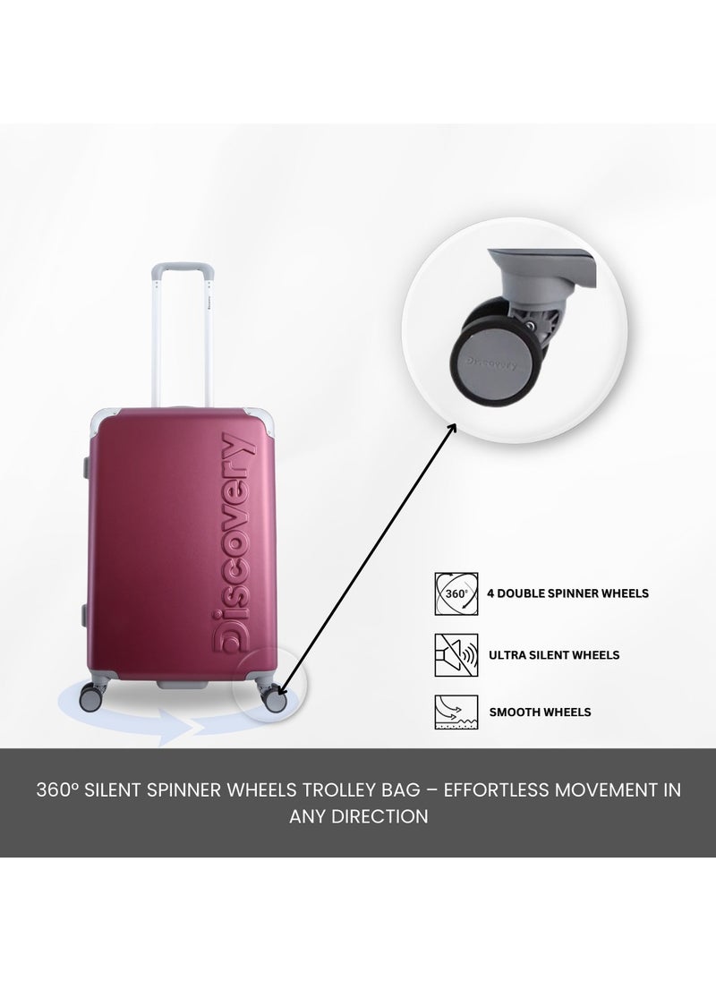 Discovery Focus ABS Hardside Travel Luggage Set, Durable Lightweight 4 Double Wheel Bag, Extra Secure Combination Lock Suitcase 3 Pcs, Expandable Trolley Small,Medium,Large(20+24+28 Inch) Purple