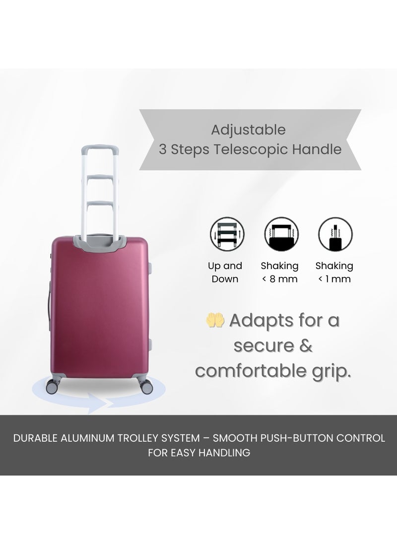 Discovery Focus ABS Hardside Travel Luggage Set, Durable Lightweight 4 Double Wheel Bag, Extra Secure Combination Lock Suitcase 3 Pcs, Expandable Trolley Small,Medium,Large(20+24+28 Inch) Purple