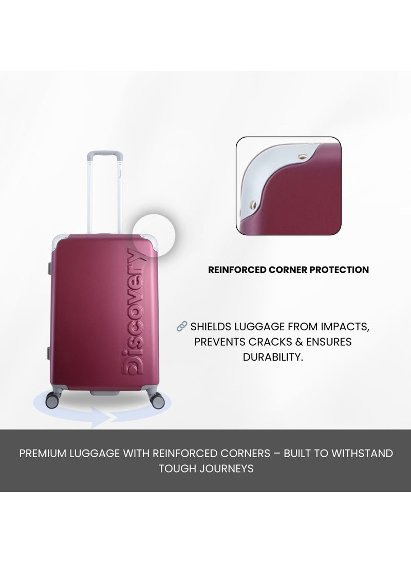 Discovery Focus ABS Hardside Travel Luggage Set, Durable Lightweight 4 Double Wheel Bag, Extra Secure Combination Lock Suitcase 3 Pcs, Expandable Trolley Small,Medium,Large(20+24+28 Inch) Purple
