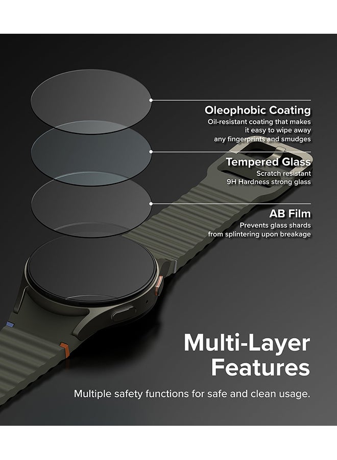 Bezel Styling And Glass Combo For Samsung Galaxy Watch 7 440mm Case, Anti Scratch Protector Adhesive Frame Ring Cover Accessory Full-Coverage Screen Protector- 44-02 - Clear