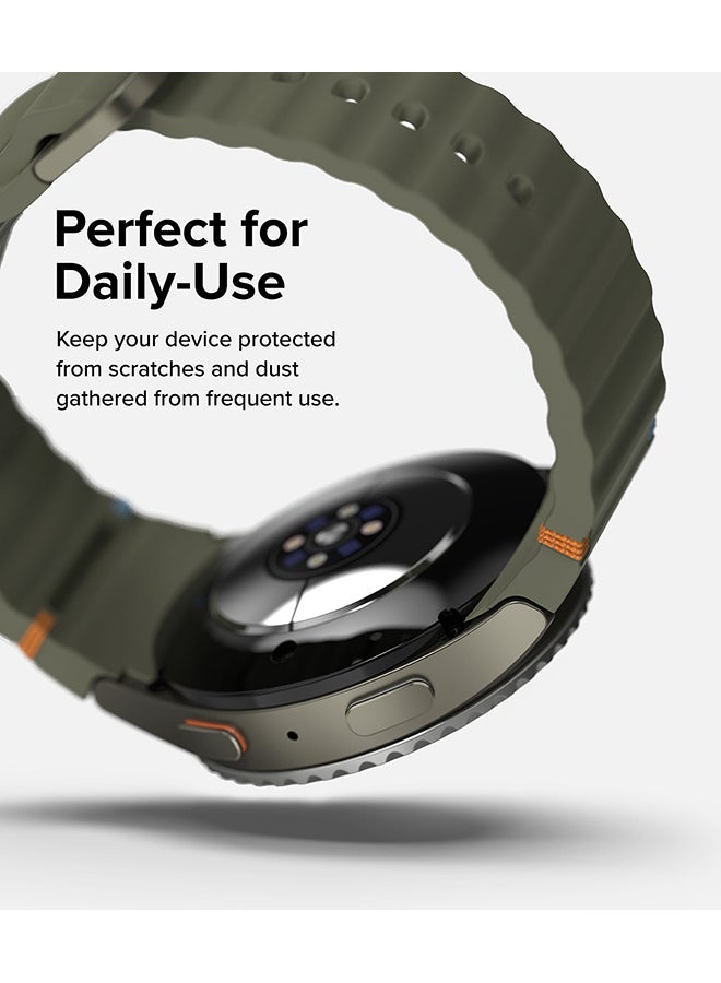 Bezel Styling And Glass Combo For Samsung Galaxy Watch 7 440mm Case, Anti Scratch Protector Adhesive Frame Ring Cover Accessory Full-Coverage Screen Protector- 44-02 - Clear