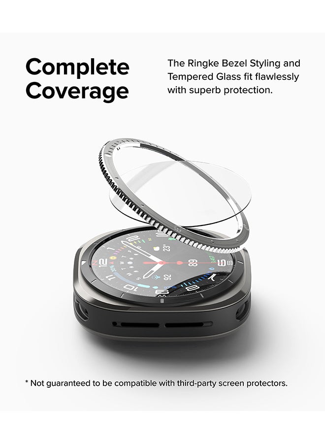 Bezel Styling And Glass Combo For Samsung Galaxy Watch Ultra Case, Anti Scratch Protector Adhesive Frame Ring Cover Accessory Full-Coverage Screen Protector- 47-01 - Clear