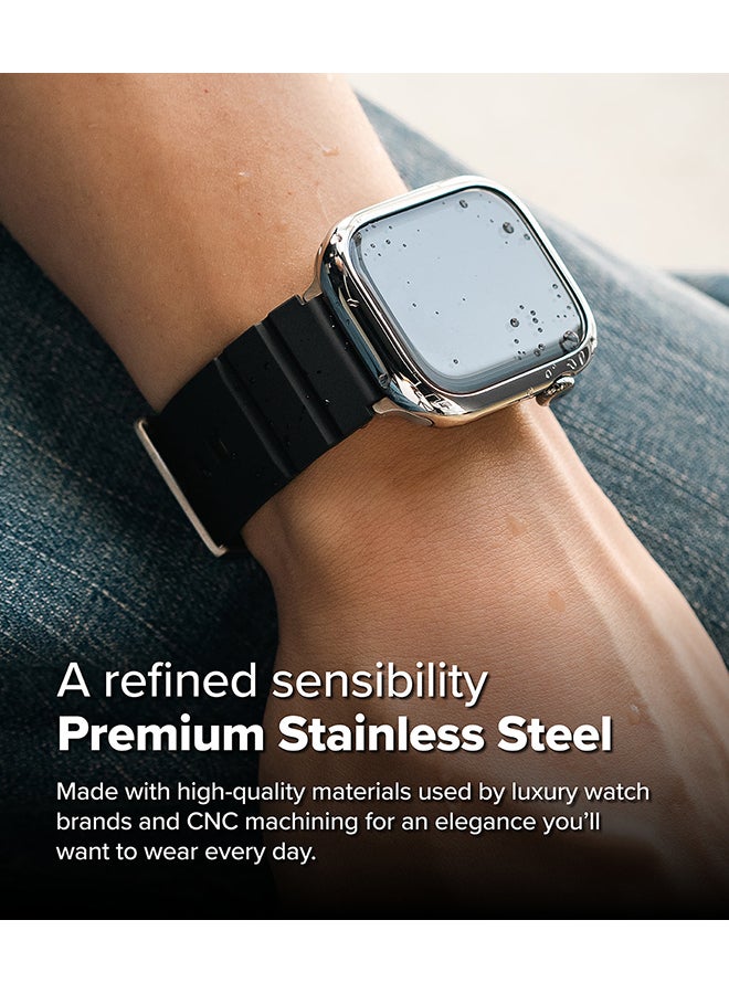 Bezel Styling For Apple Watch 10 46mm Case, Stylish Stainless Steel Frame, Anti Scratch Protector Adhesive Lightweight Cover Accessory - 46-01 - Clear