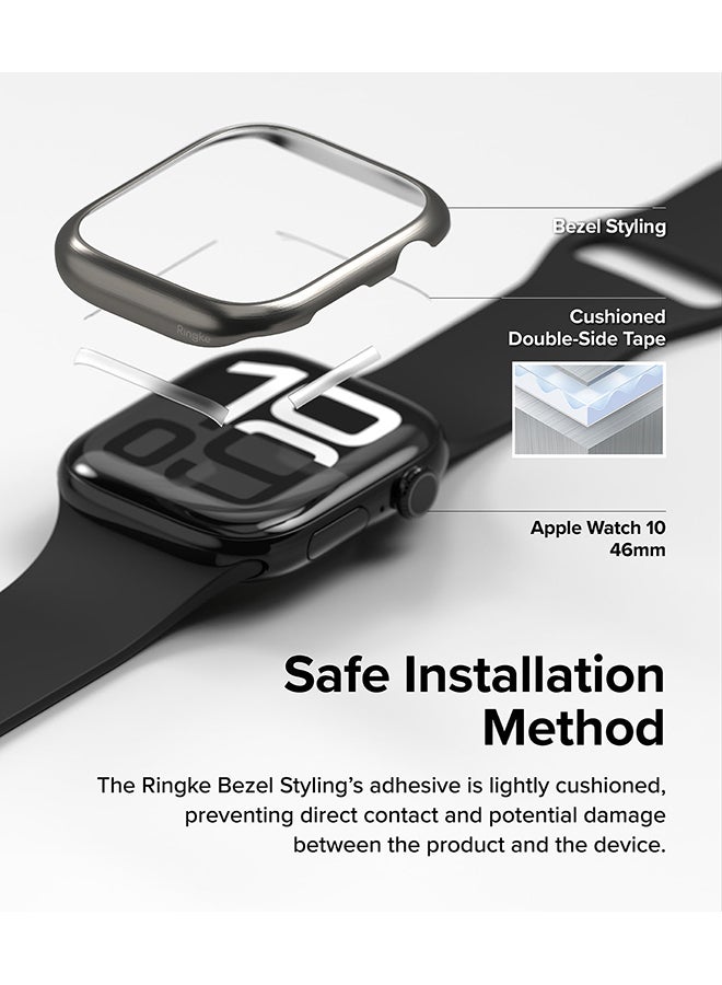 Bezel Styling For Apple Watch 10 46mm Case, Stylish Stainless Steel Frame, Anti Scratch Protector Adhesive Lightweight Cover Accessory - 46-01 - Clear