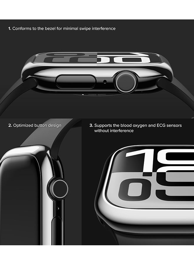 Bezel Styling For Apple Watch 10 46mm Case, Stylish Stainless Steel Frame, Anti Scratch Protector Adhesive Lightweight Cover Accessory - 46-01 - Clear