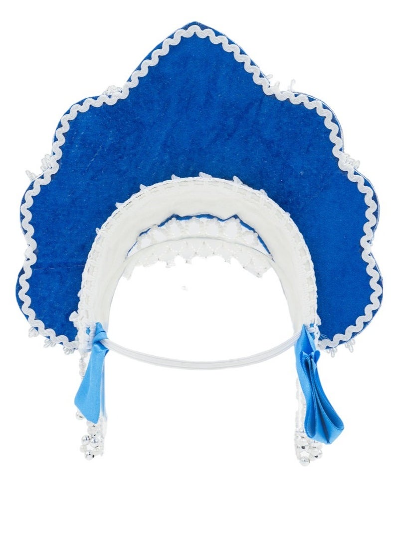 Women's Girls Traditional Headdress Kokoshnik Blue in a crown shape